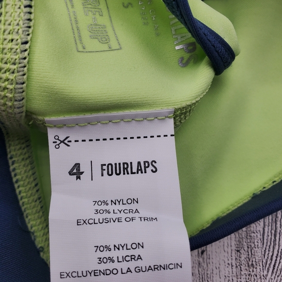 🆕 FOUR LAPS SMALL INFINITY SPORTS BRA TOMATILLO MIDNIGHT WHITE LIME GREEN - Picture 4 of 4